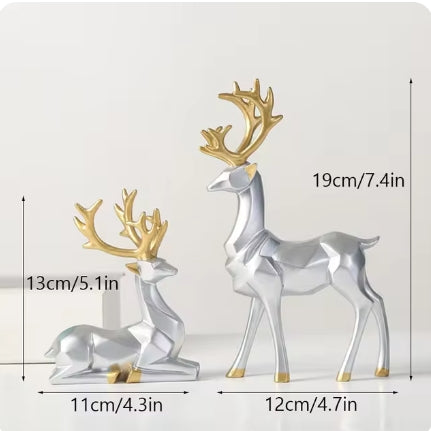 Geometric Resin Elk Sculpture – Modern Gold Deer Décor