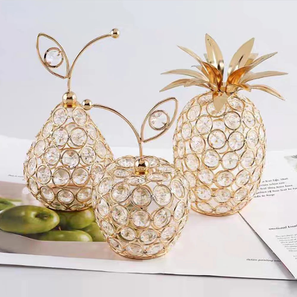 Creative Crystal Fruit Ornament – Elegant Home & Desktop Decoration