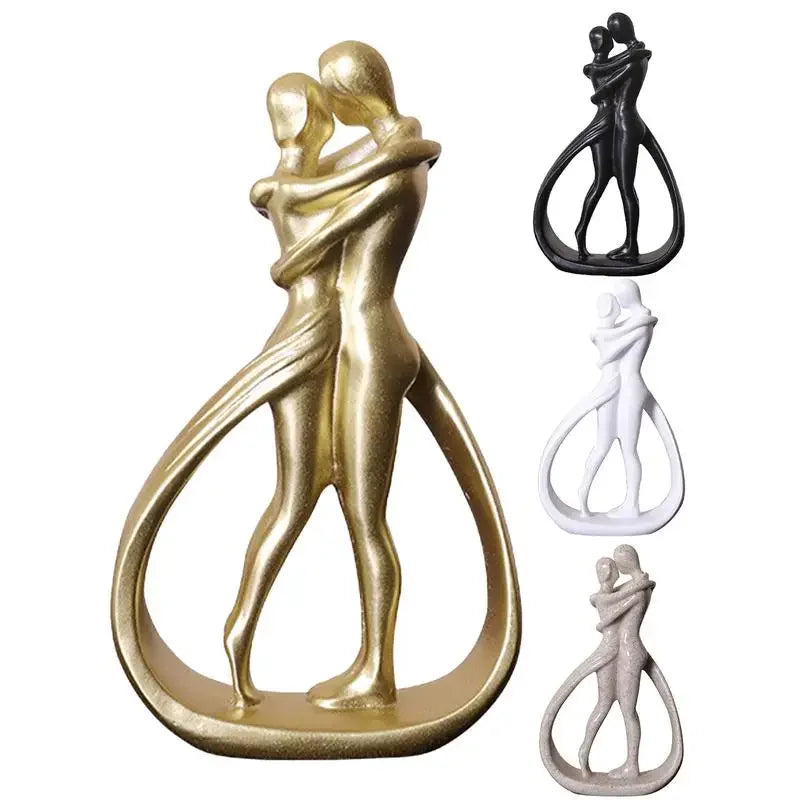 Abstract Hugging Couple Resin Sculpture – Modern Home Décor