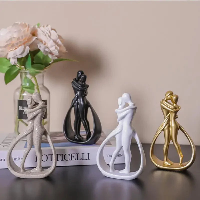 Abstract Hugging Couple Resin Sculpture – Modern Home Décor