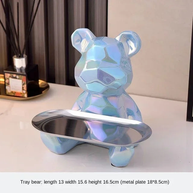 Geometric Bear Ceramic Tray – Modern Decorative Storage