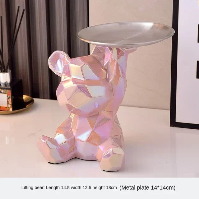 Geometric Bear Ceramic Tray – Modern Decorative Storage