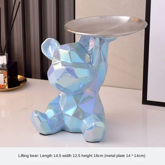 Geometric Bear Ceramic Tray – Modern Decorative Storage