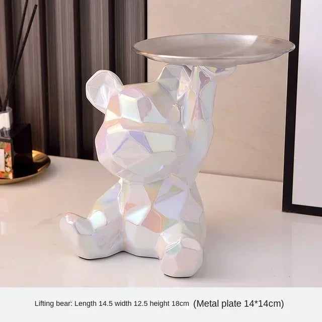 Geometric Bear Ceramic Tray – Modern Decorative Storage