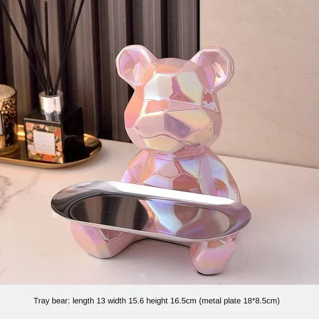 Geometric Bear Ceramic Tray – Modern Decorative Storage