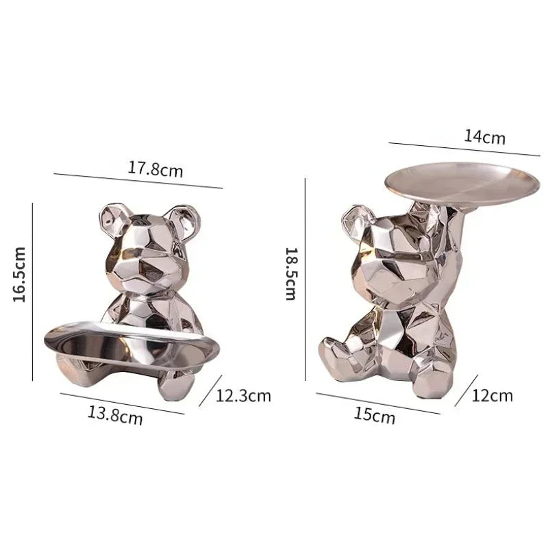 Geometric Bear Ceramic Tray – Modern Decorative Storage