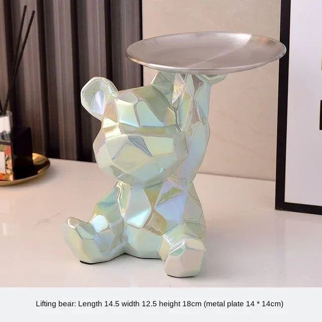 Geometric Bear Ceramic Tray – Modern Decorative Storage