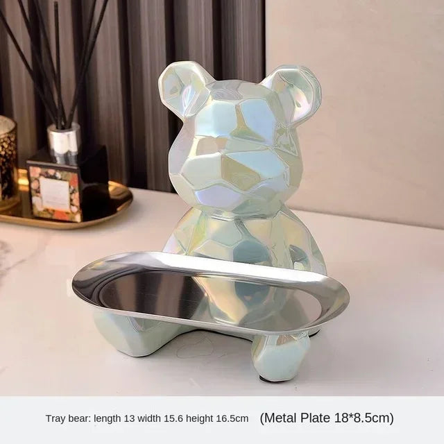 Geometric Bear Ceramic Tray – Modern Decorative Storage