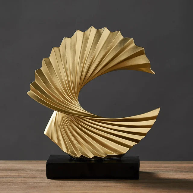 Abstract Resin Sculpture – Modern Golden Decorative Statue