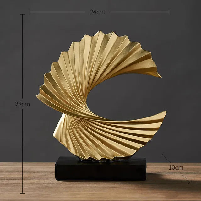 Abstract Resin Sculpture – Modern Golden Decorative Statue